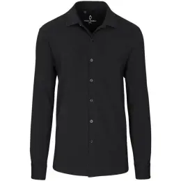 Mens Long Sleeve Alex Varga Cronus Knitted Shirt Black Front